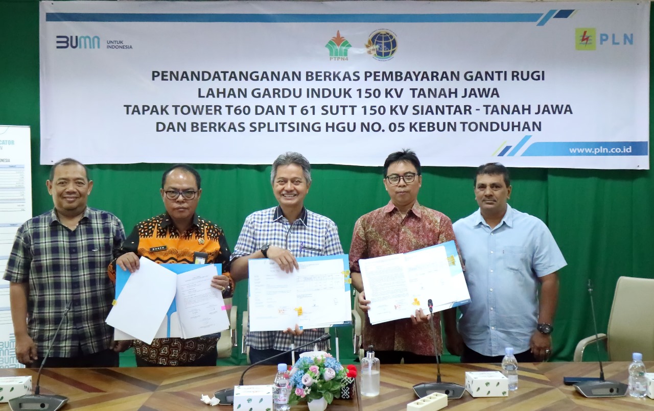 Libatkan Kantah Simalungun, PLN dan PTPN 4 Tandatangani Berkas Ganti Rugi Lahan Gardu Induk dan Tapak Tower