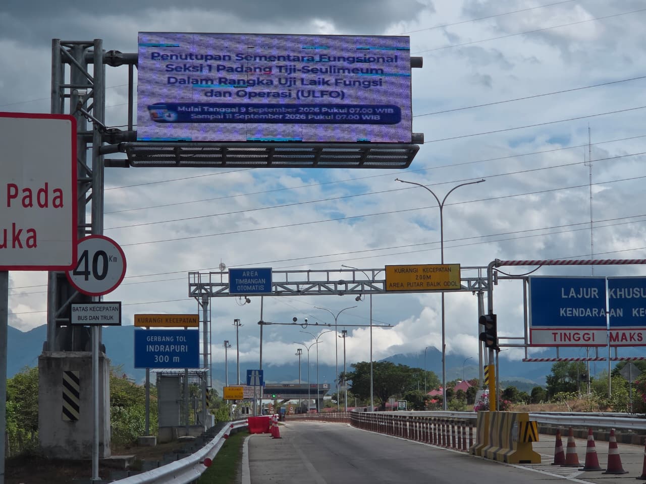 Besok, Hutama Karya Mulai Tutup Sementara Pengoperasian Tol Fungsional Seksi 1 Tol Sigli – Banda Aceh 